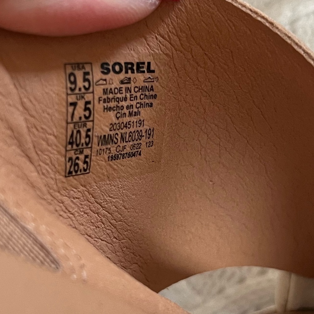 SOREL Cameron Platform Women’s Cream and Tan Sandal Slip On Size 9.5 - Picture 10 of 12